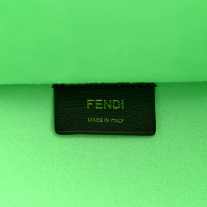 Fendi Sunshine Medium Plexi FF Embossed Leather Tote Edamame Green