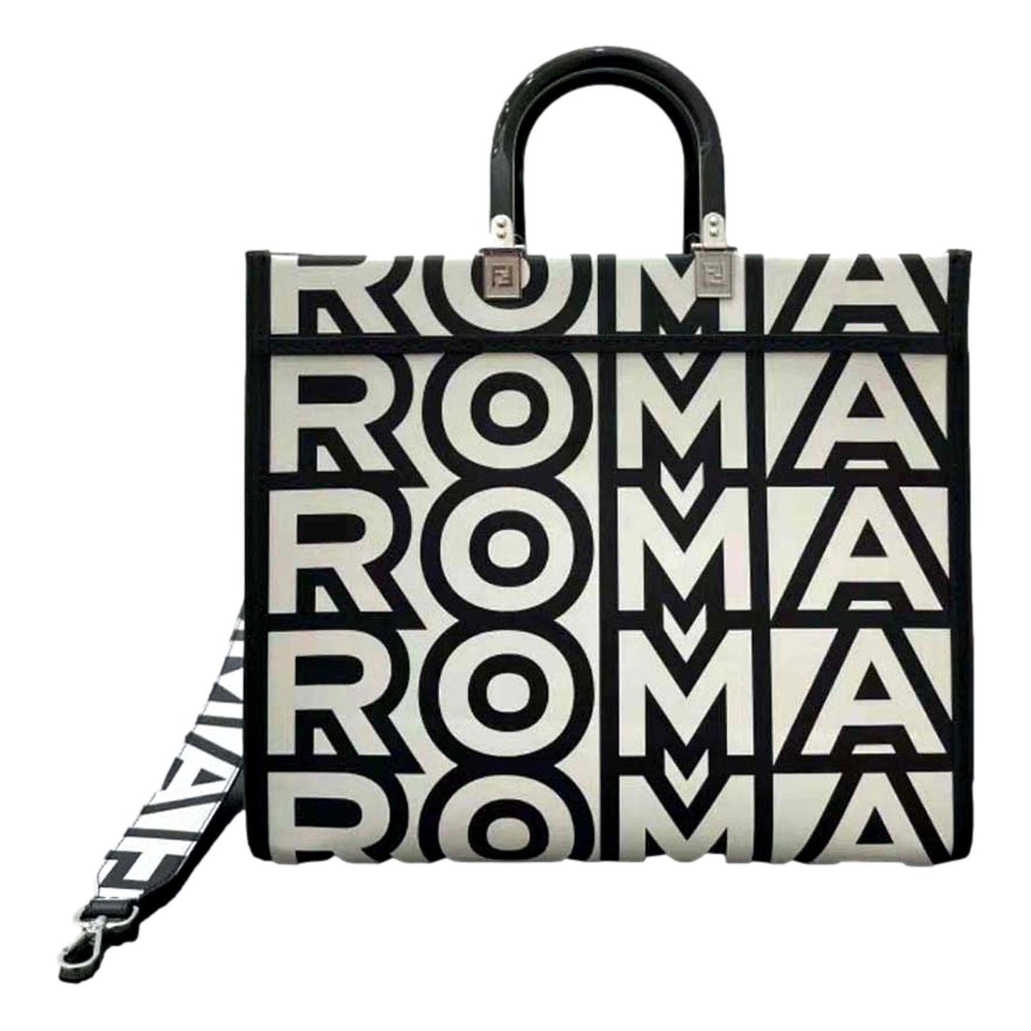 Fendi by Marc Jacobs Sunshine Black White Leather Shopping Bag Tote
