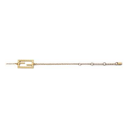 Fendi Baguette Logo Bracelet Gold Metal Adjustable Chain Medium
