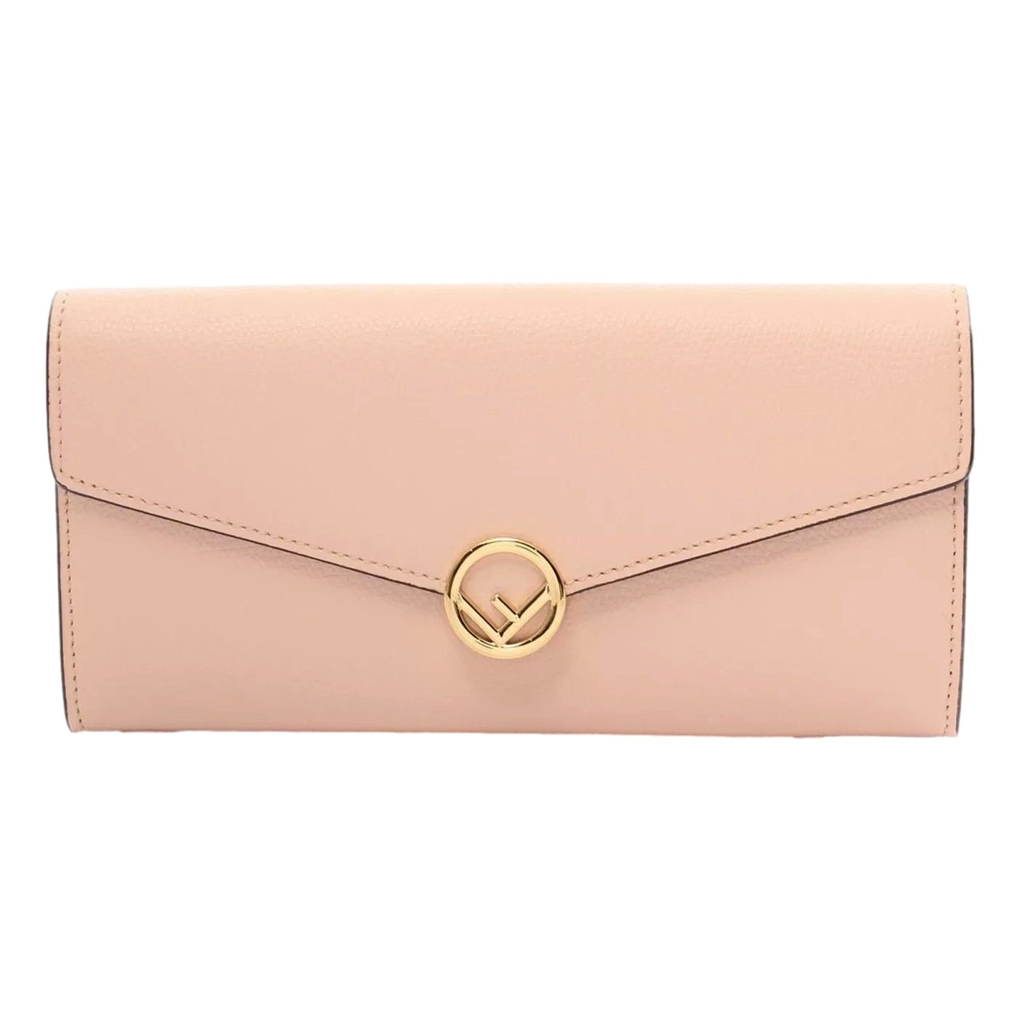 Fendi F Is Fendi Leather Long Envelope Womens Wallet Light Rose Beige Pink
