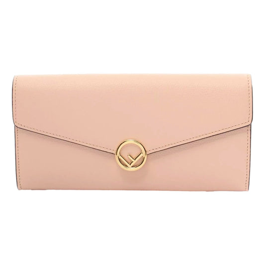 Fendi F Is Fendi Leather Long Envelope Womens Wallet Light Rose Beige Pink