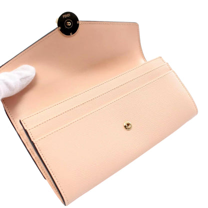 Fendi F Is Fendi Leather Long Envelope Womens Wallet Light Rose Beige Pink