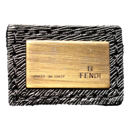 Fendi A-Line Boston Zucca Pattern Beige Jacquard Canvas Leather Bag Large