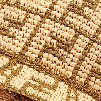 Fendi FF Motif Woven Metallic Gold and Natural Raffia Crochet Bucket Hat