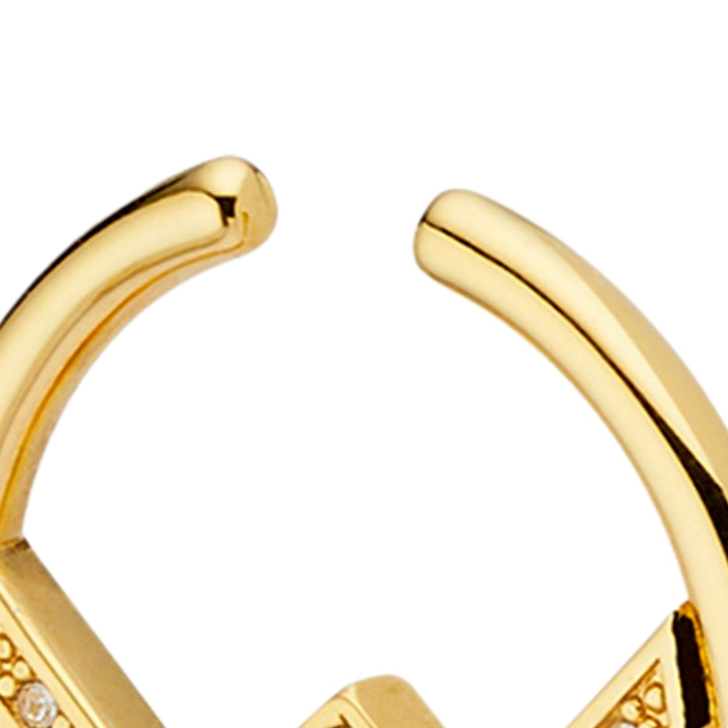 Fendi F is Fendi Logo Earcuff Hoop White Crystal Gold Tone Metal