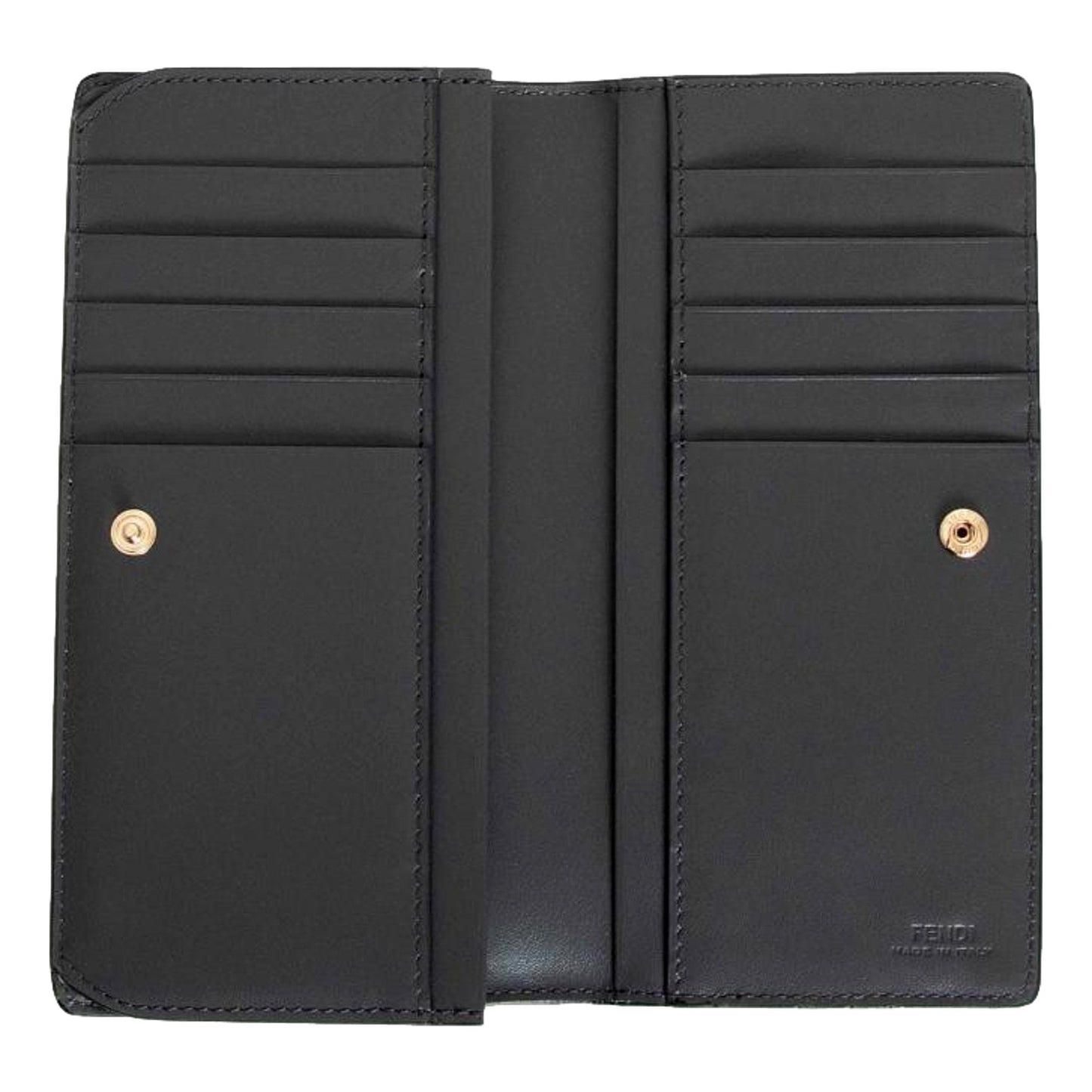 Fendi O'Lock Anthracite Gray and Python Print Leather Snap Continental Wallet
