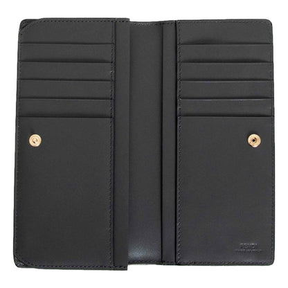 Fendi O'Lock Anthracite Gray and Python Print Leather Snap Continental Wallet