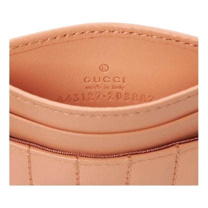 Gucci GG Marmont Matelassé Leather 2-Tier Card Case Wallet Peach
