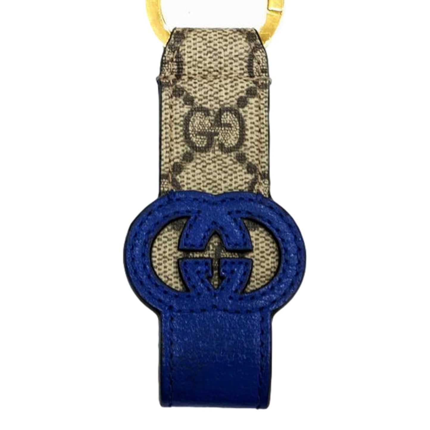 Gucci Interlocking GG Supreme Canvas and Blue Leather Keychain Charm