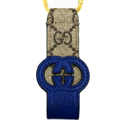 Gucci Interlocking GG Supreme Canvas and Blue Leather Keychain Charm