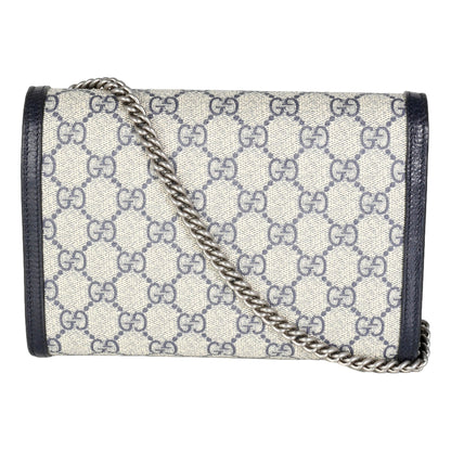 Gucci Navy GG Supreme Canvas Mini Dionysus Chain Wallet