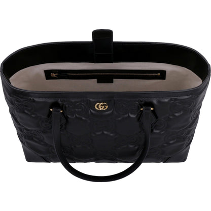 Gucci Ophidia Jumbo GG Matellase Medium Black Leather Tote