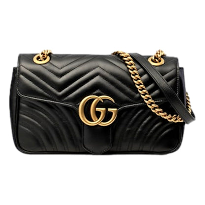 Gucci GG Marmont Black Leather Small Shoulder Bag