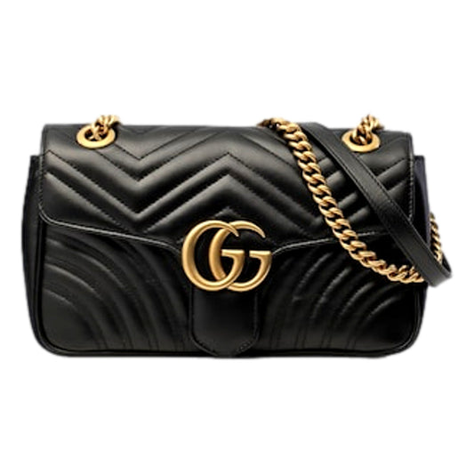 Gucci GG Marmont Black Leather Small Shoulder Bag