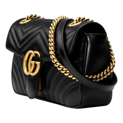 Gucci GG Marmont Black Leather Small Shoulder Bag