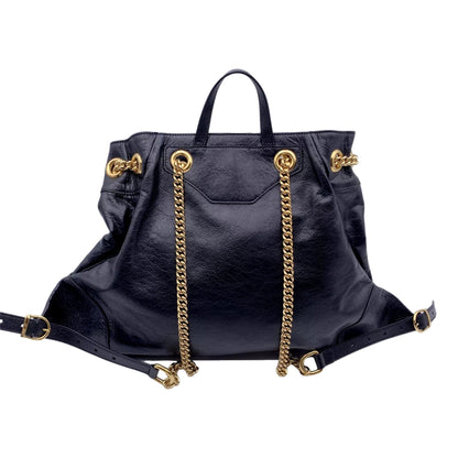 Gucci Black Leather Zumi Backpack Shoulder Backpack