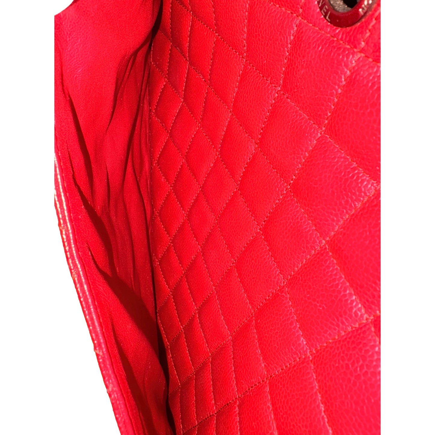 Chanel Grand Shopping Tote Quilted Caviar Leather XL Red (GST)