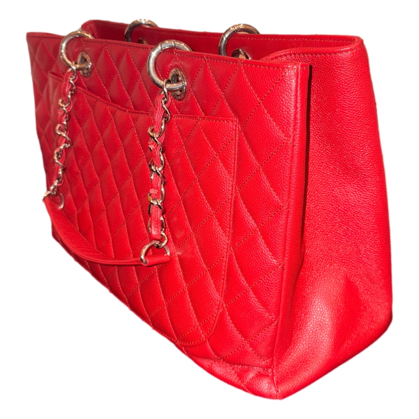 Chanel Grand Shopping Tote Quilted Caviar Leather XL Red (GST)