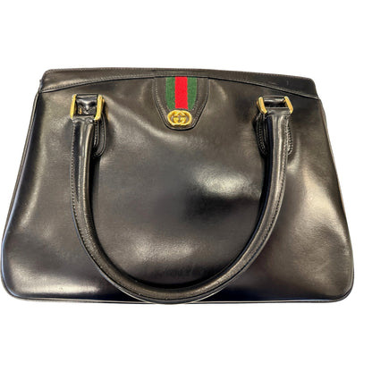 Gucci Ophidia Black Leather Top Handle Handbag