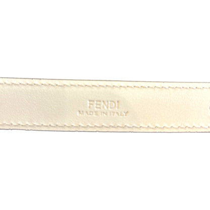 Fendi FF Studded Skinny Ivory Latte Belt Size 90