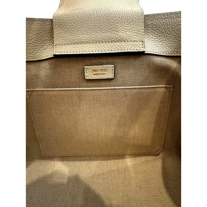 Jimmy Choo Book Medium Tote Crossbody Bag Embossed Ivory Leather