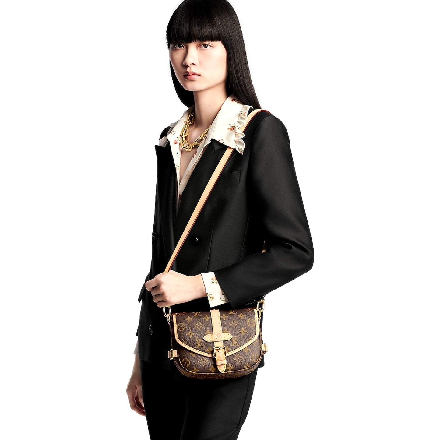 Louis Vuitton Saumur Saddle Handbag Original Monogram Canvas BB