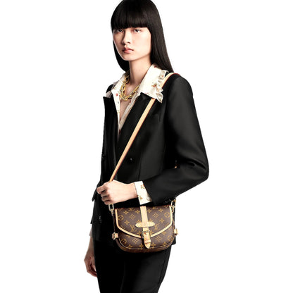 Louis Vuitton Saumur Saddle Handbag Original Monogram Canvas BB