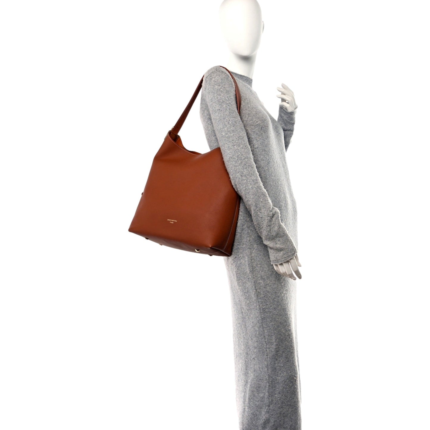 Louis Vuitton Cognac Calfskin Leather Low Key Hobo Bag with Detachable Pouch MM