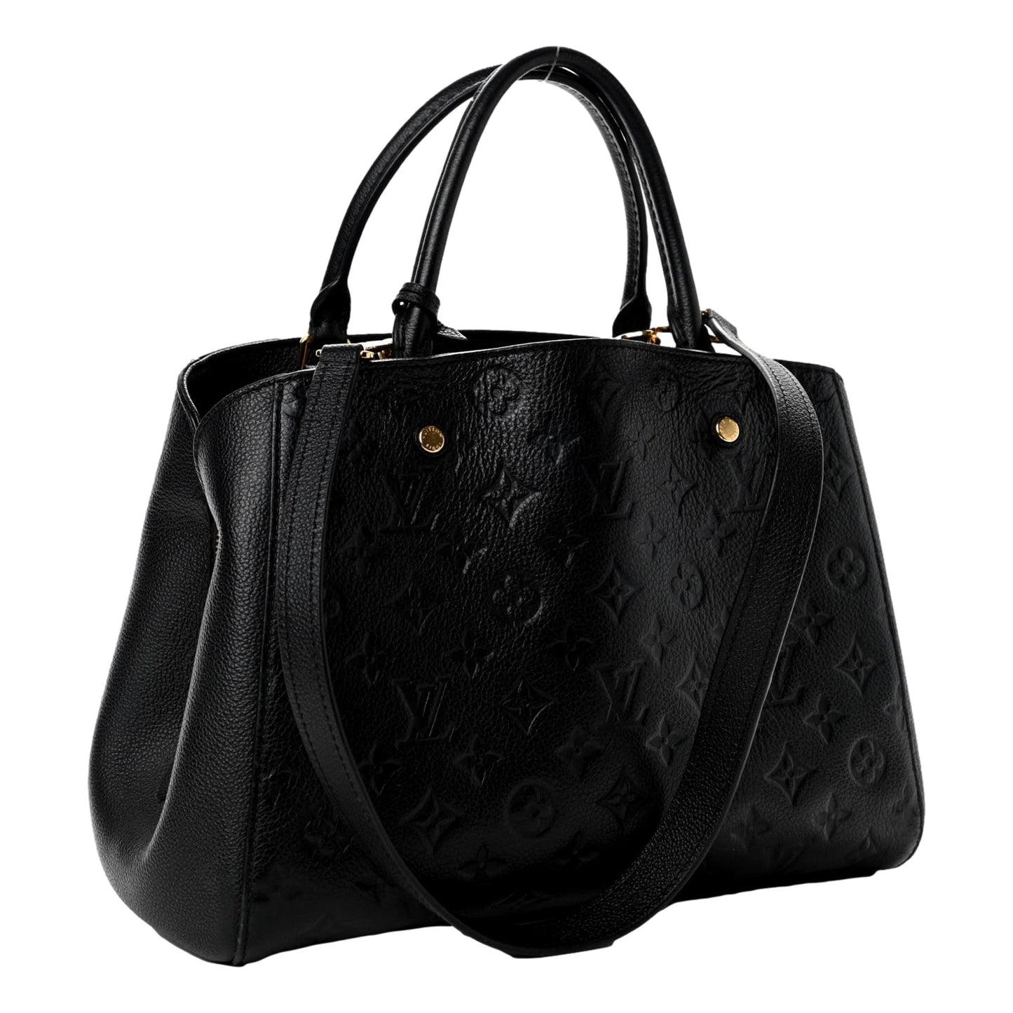 Louis Vuitton Montaigne Handbag Monogram Empreinte Leather MM Black