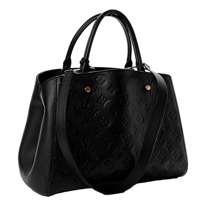 Louis Vuitton Montaigne Handbag Monogram Empreinte Leather MM Black