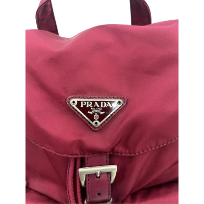 Prada Re-Edition Re-Nylon Drawstring Backpack Fuoco Burgundy Red Medium Womens