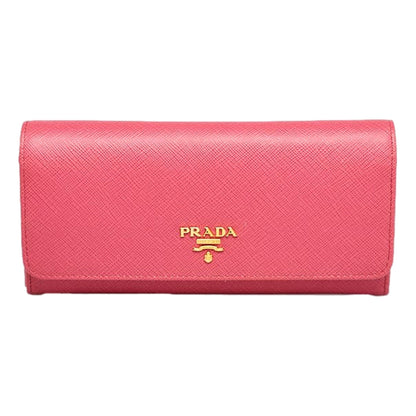 Prada Continental Flap Wallet With Detachable Chain Card Case Peonia+Begonia Pink