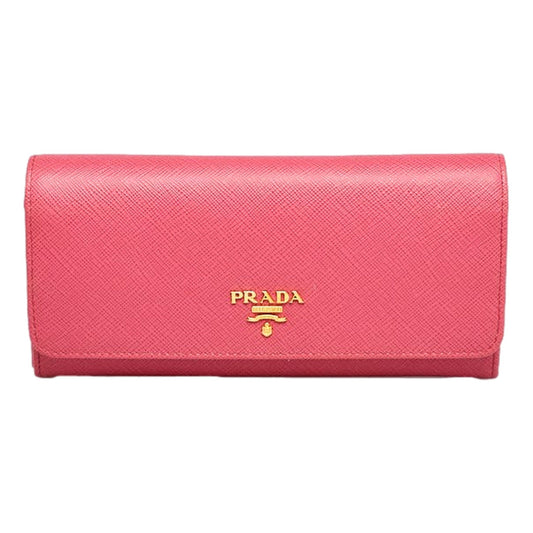 Prada Continental Flap Wallet With Detachable Chain Card Case Peonia+Begonia Pink