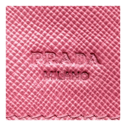 Prada Continental Flap Wallet With Detachable Chain Card Case Peonia Pink