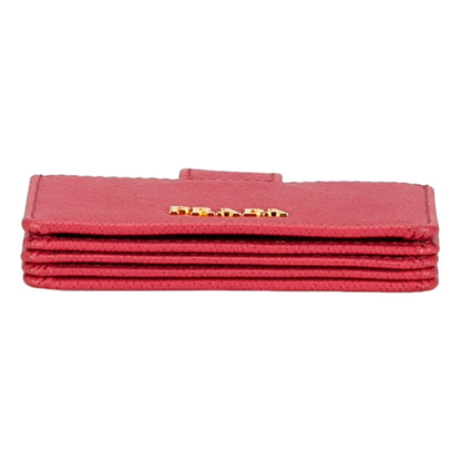 Prada Saffiano Leather Card Case Passcase Card Accordion Peonia Pink