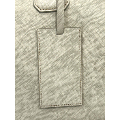 Prada Saffiano Ivory Leather Satchel Weekender Travel Tote Bag Crossbody