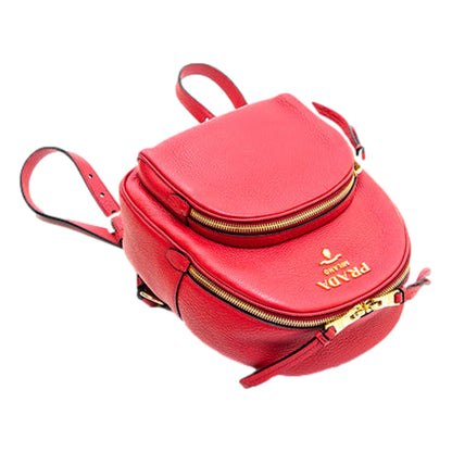 Prada Vitello Daino Convertible Front Pocket Backpack Red Gold Hardware