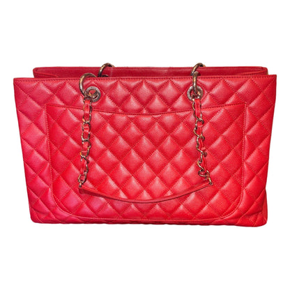Chanel Grand Shopping Tote Quilted Caviar Leather XL Red (GST)