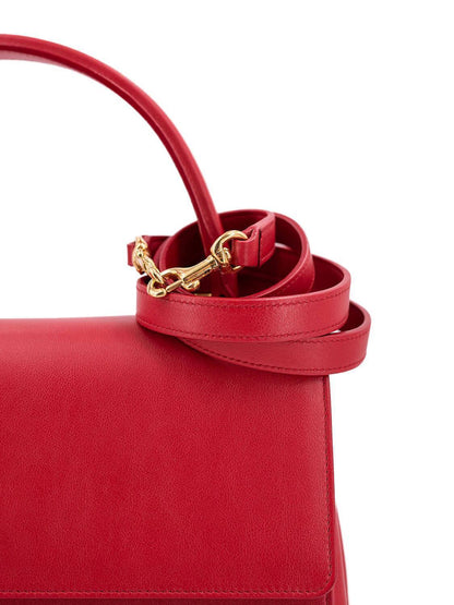 Saint Laurent Calfskin Medium Moujik Top Handle Bag Lipstick Red