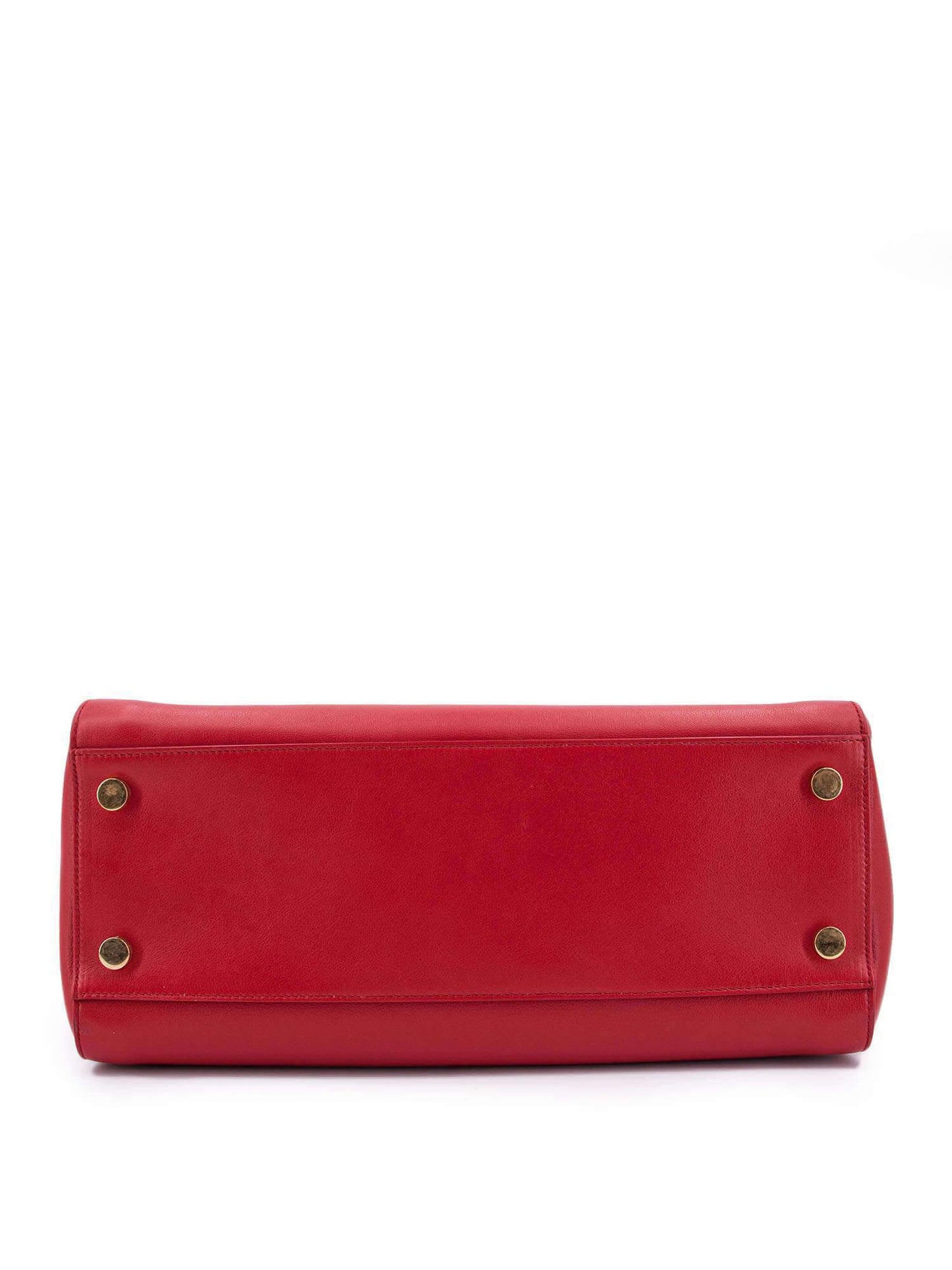 Saint Laurent Calfskin Medium Moujik Top Handle Bag Lipstick Red