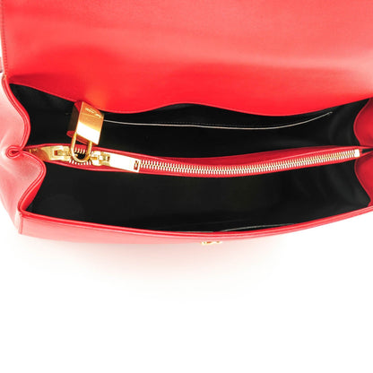Saint Laurent Calfskin Medium Moujik Top Handle Bag Lipstick Red