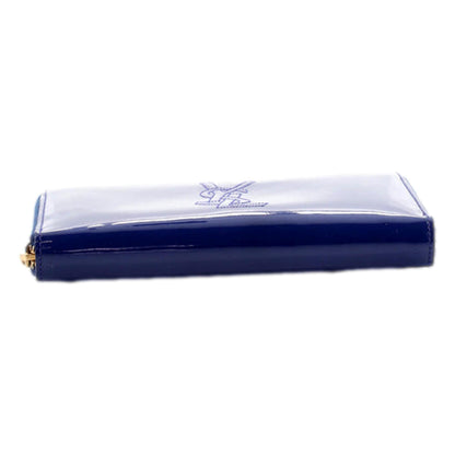Saint Laurent Belle de Jour Blue Patent Leather Continental Zipper Wallet