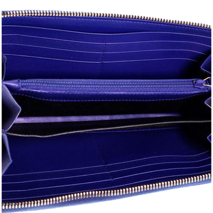 Saint Laurent Belle de Jour Blue Patent Leather Continental Zipper Wallet