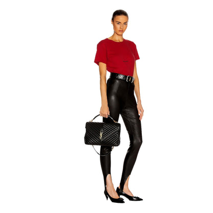 Saint Laurent College Monogram Large Shoulder Bag Black Quilted Leather
