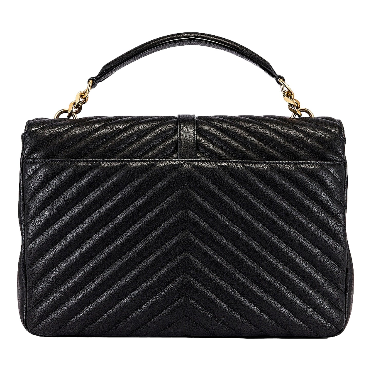 Saint Laurent College Monogram Large Shoulder Bag Black Quilted Leather