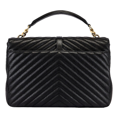 Saint Laurent College Monogram Large Shoulder Bag Black Quilted Leather