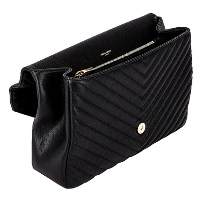 Saint Laurent College Monogram Large Shoulder Bag Black Quilted Leather