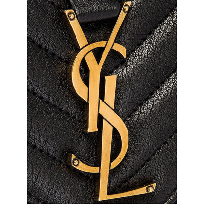 Saint Laurent College Monogram Large Shoulder Bag Black Quilted Leather