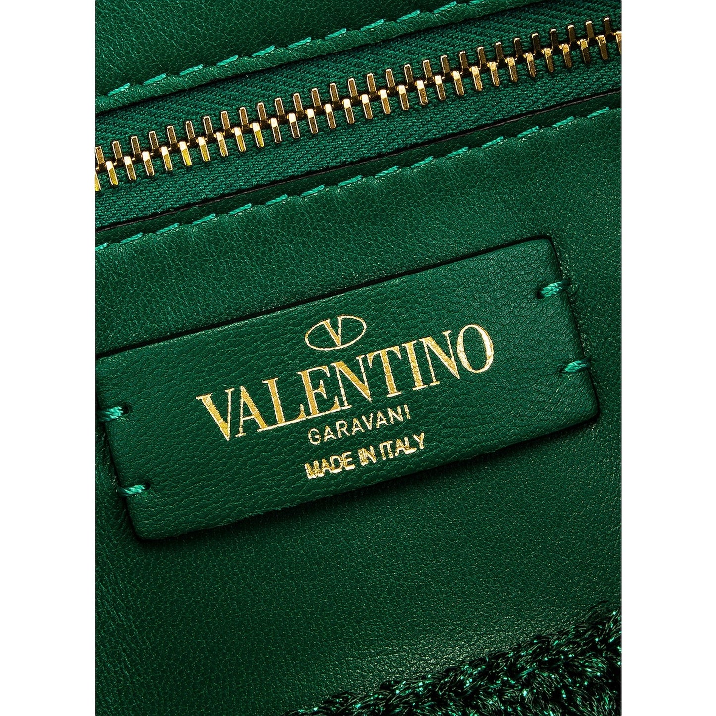 Valentino Garavani Roman Stud Large Shoulder Bag Metallic Green Lurex
