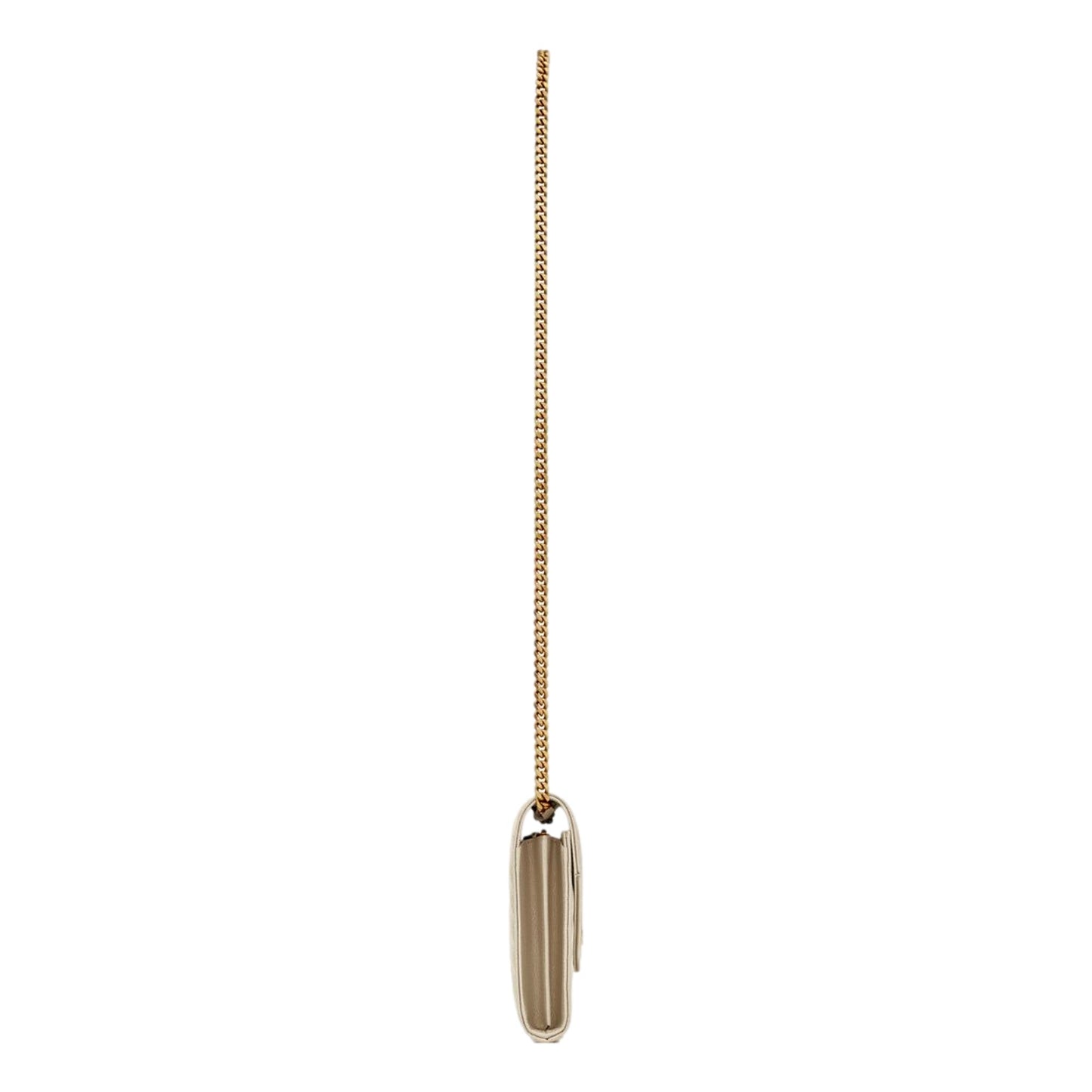 Saint Laurent Classic Cassandre Chain Wallet In Grain De Poudre Off-White Leather